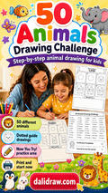 50 Animals Drawing Challenge for Kids | Printable Step-by-Step PDF