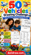 50 Vehicles Drawing Challenge for Kids | Printable Step-by-Step PDF
