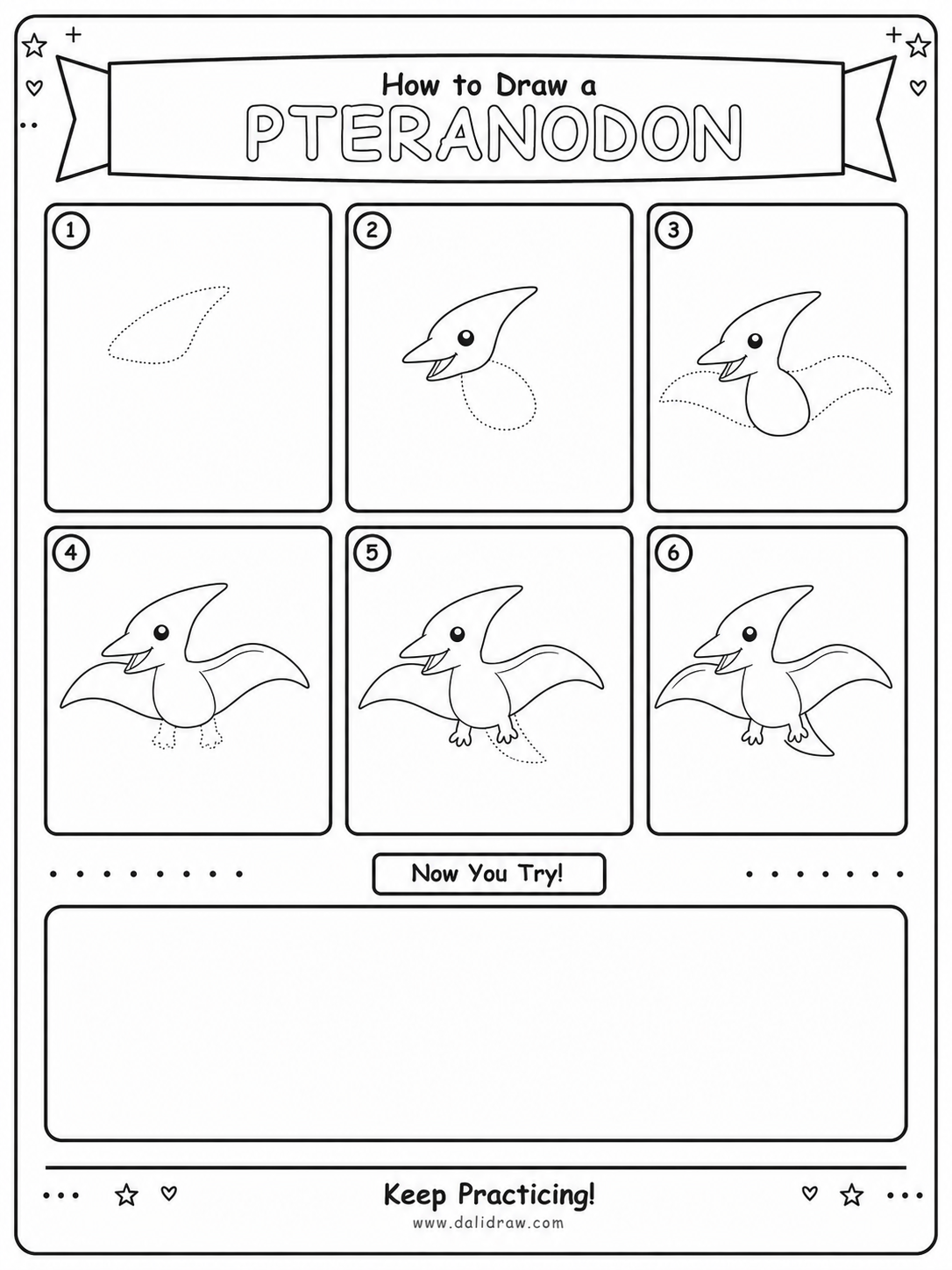 50 Dinosaurs Drawing Challenge for Kids | Printable Step-by-Step PDF