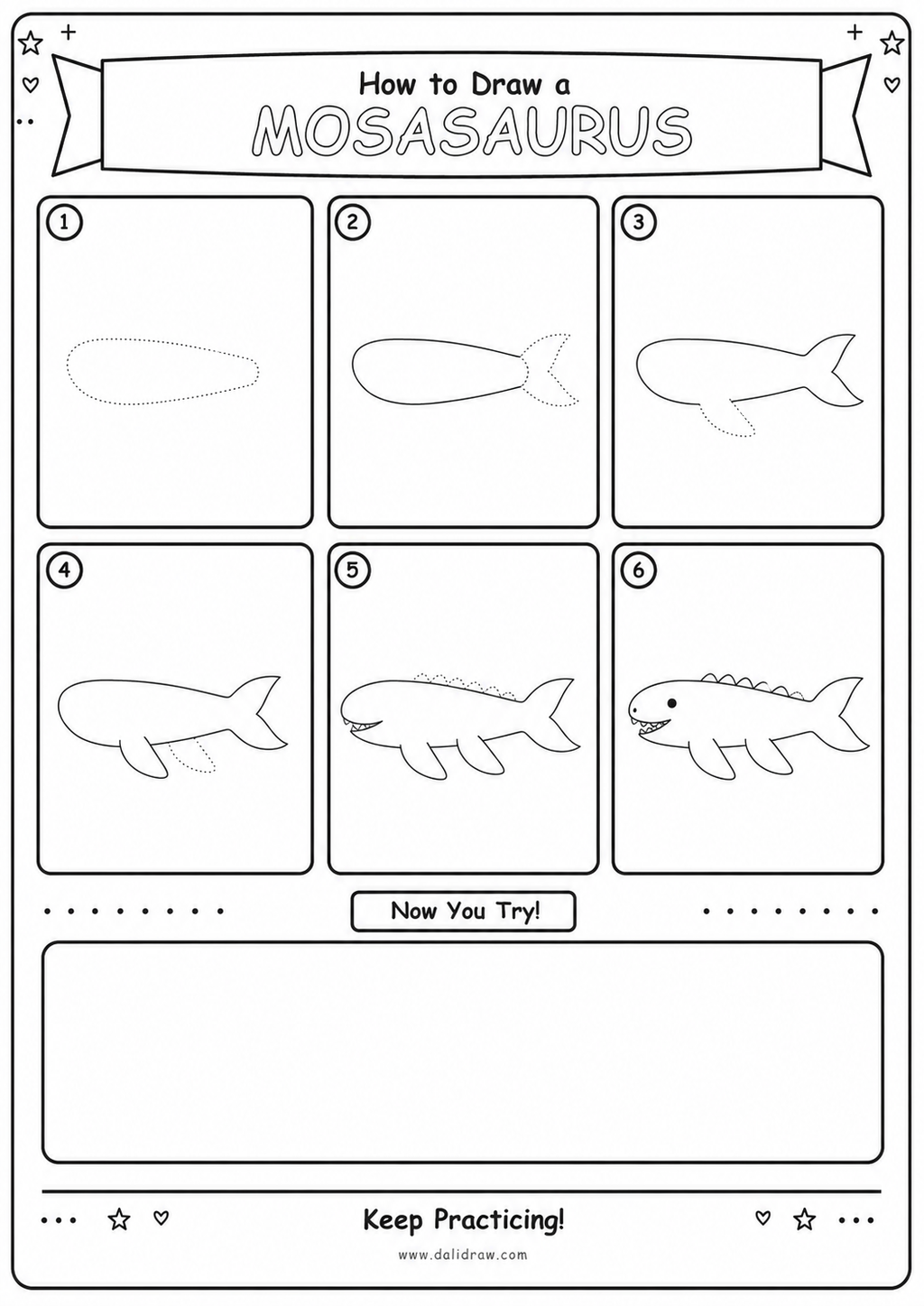 50 Dinosaurs Drawing Challenge for Kids | Printable Step-by-Step PDF