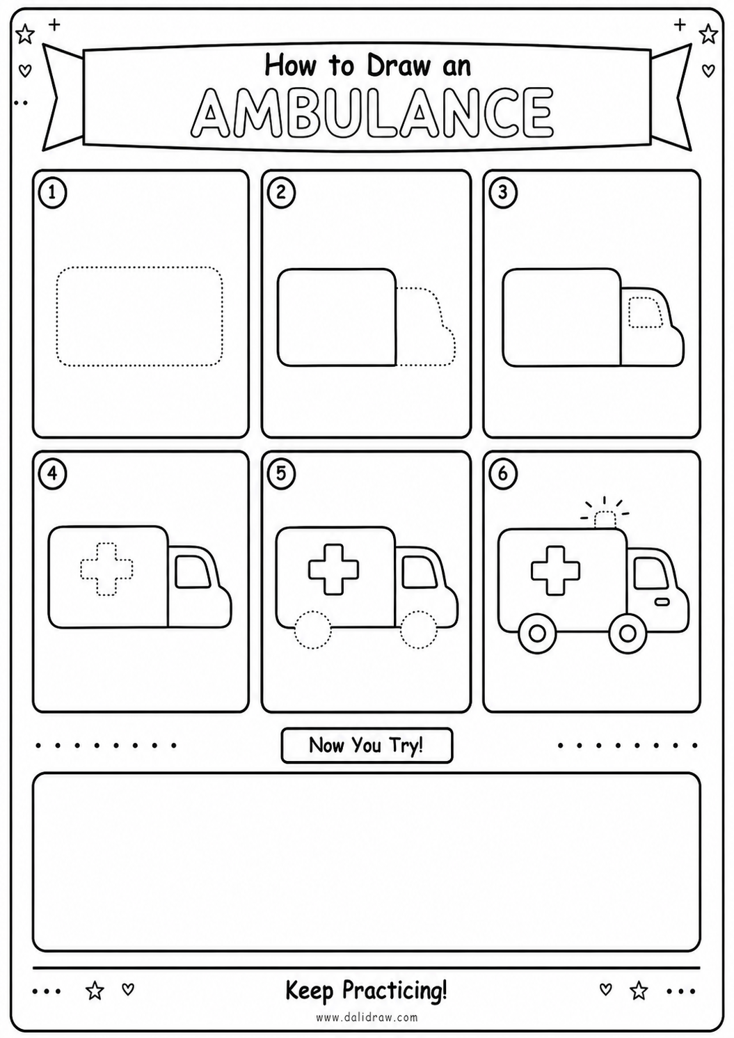 50 Vehicles Drawing Challenge for Kids | Printable Step-by-Step PDF