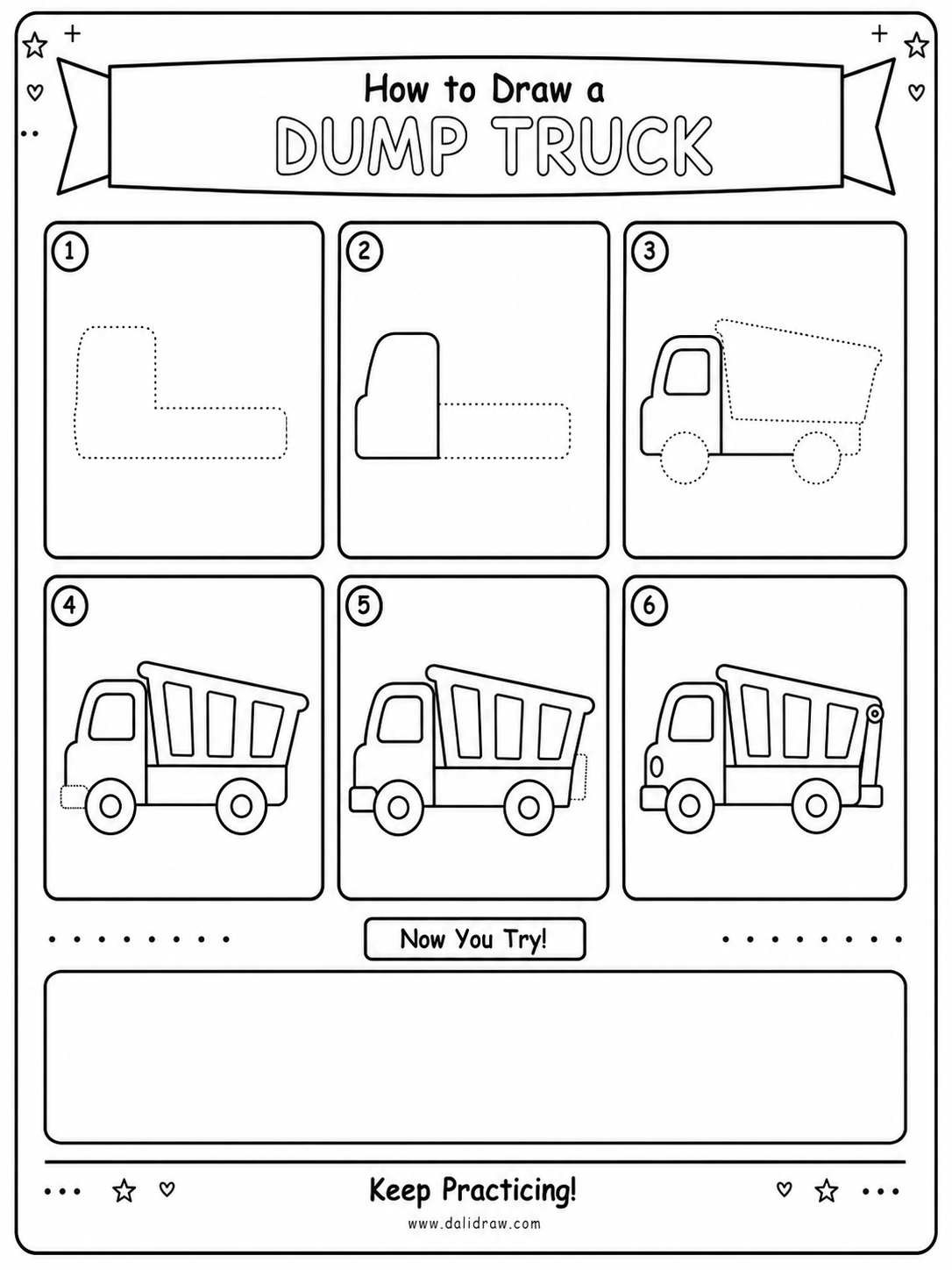 50 Vehicles Drawing Challenge for Kids | Printable Step-by-Step PDF