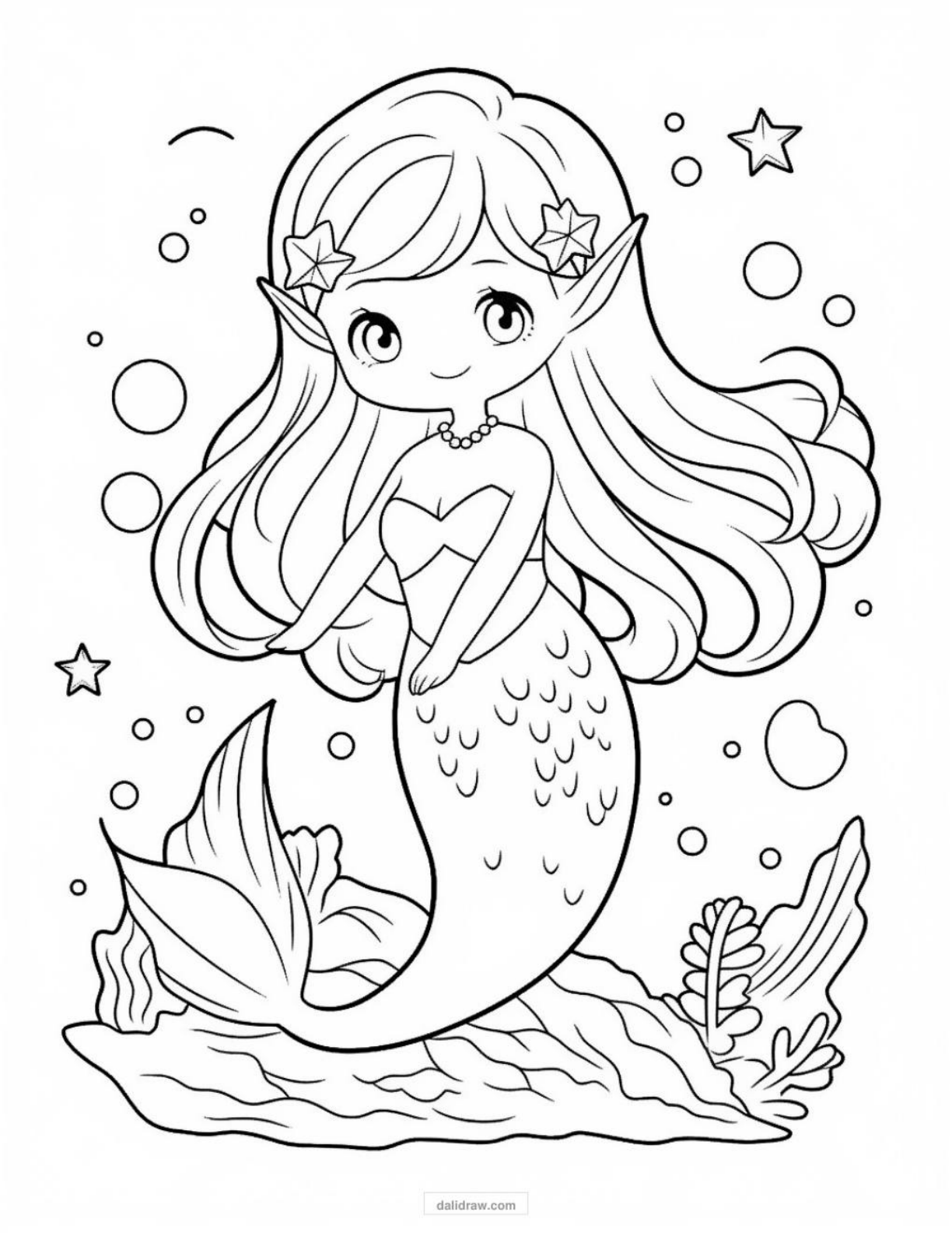 mermaid coloring page sample