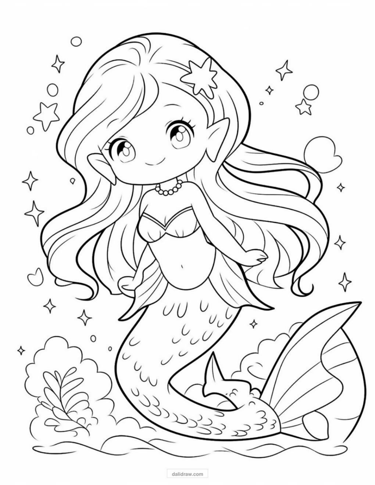 mermaid coloring page