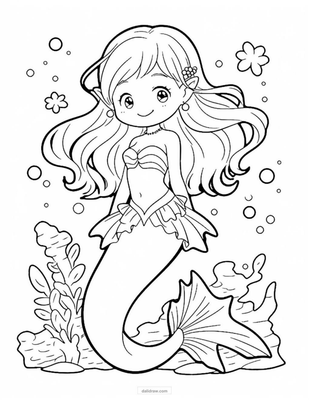 cute mermaid coloring page