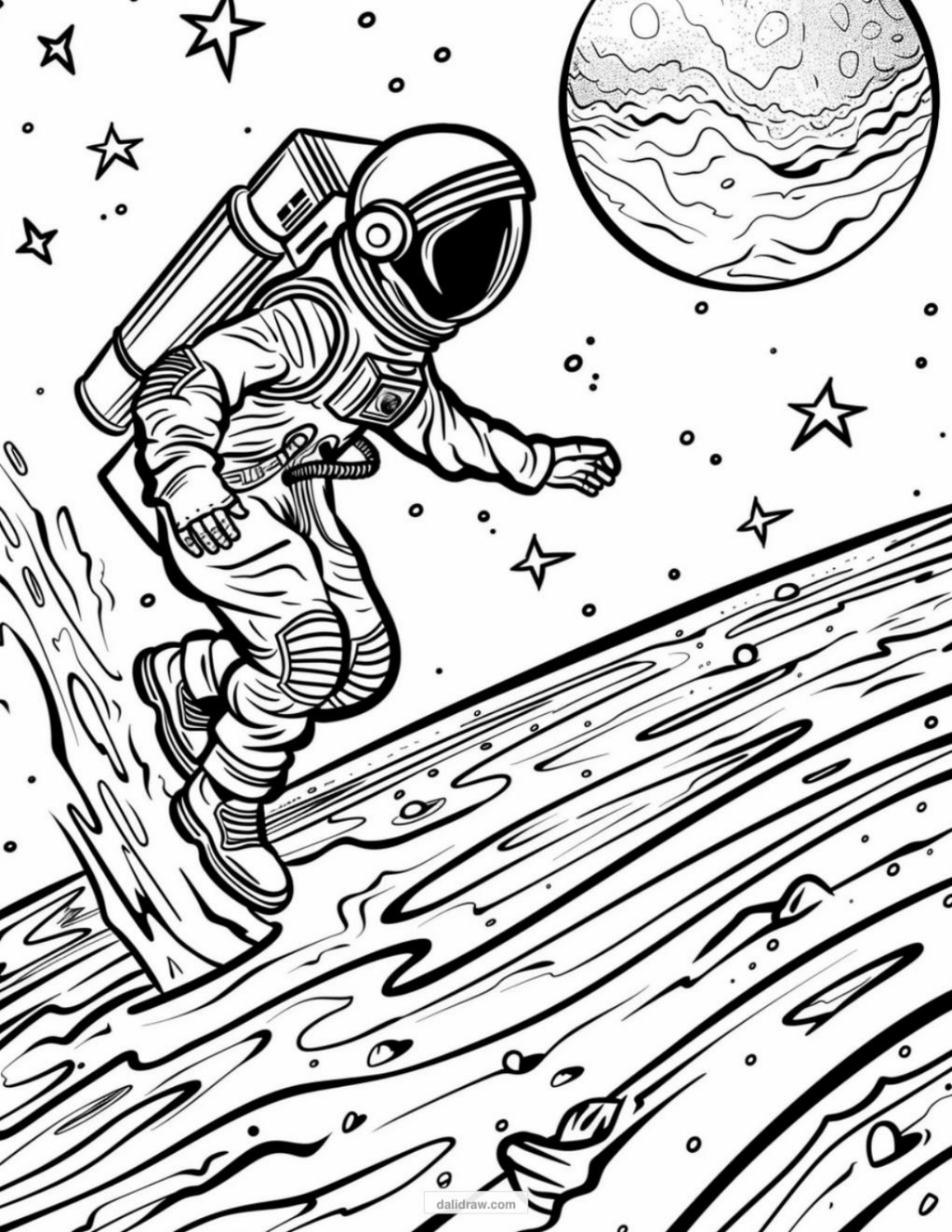 space coloring page sample