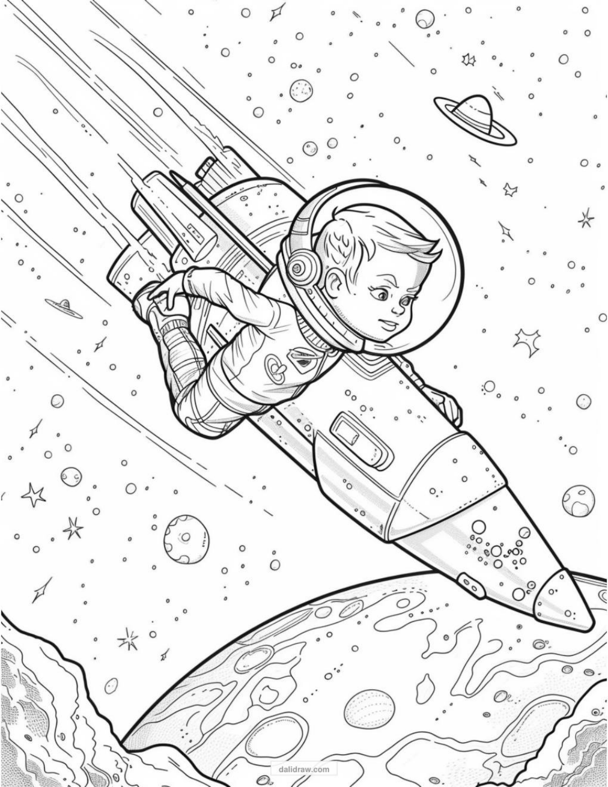 space coloring page