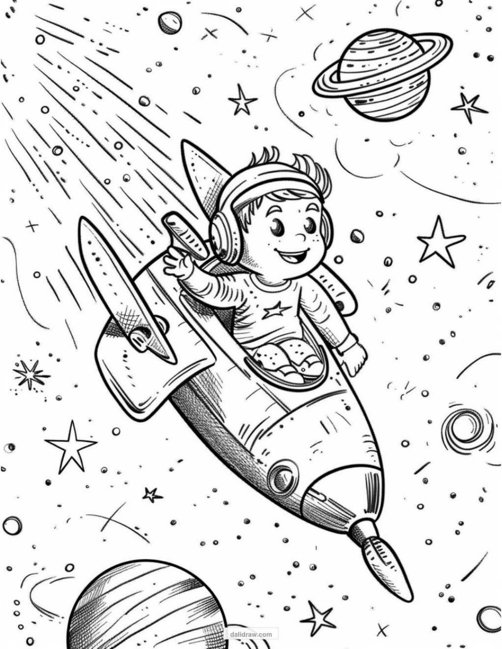 space coloring activity page
