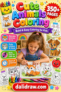 Cute Animals Coloring Book cover