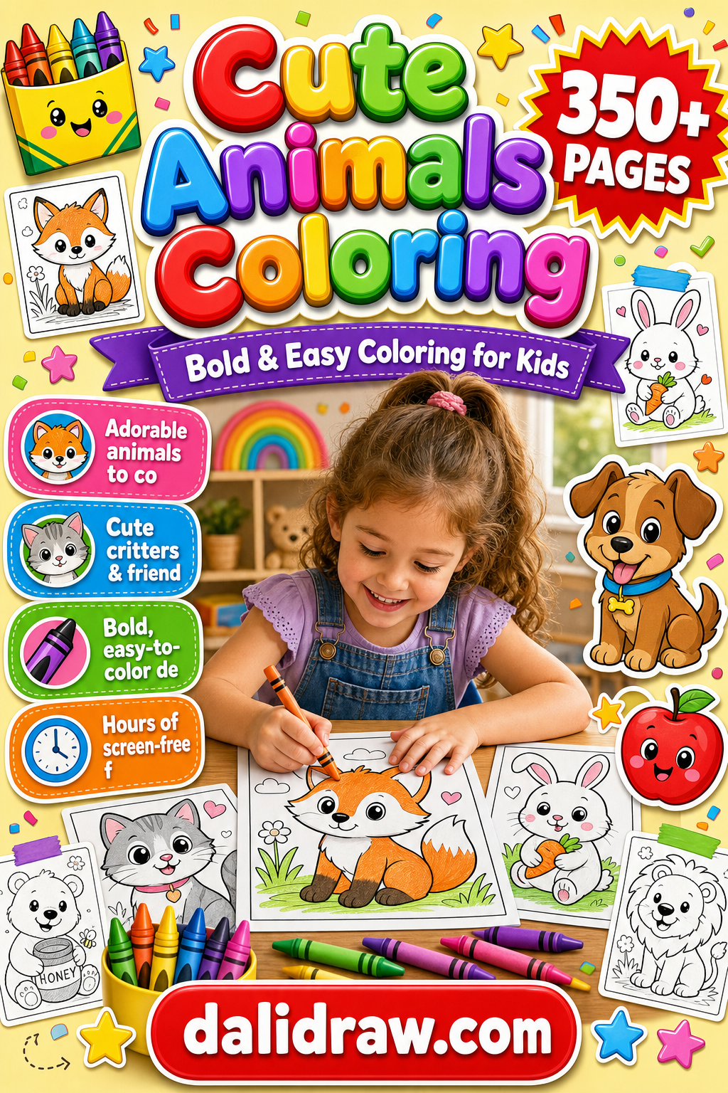 Cute Animals Coloring Book cover