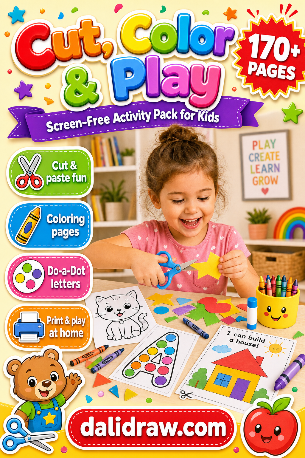 Cut, Color & Play 170+ pages printable activity pack cover