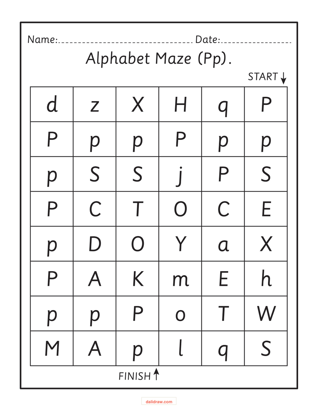 Letter tracing page