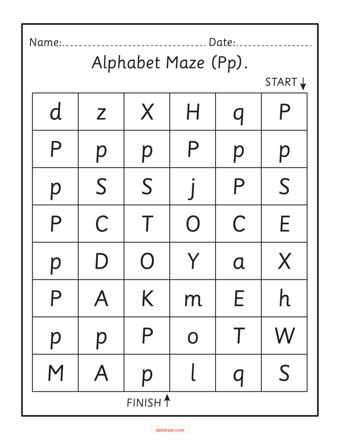 Letter tracing page