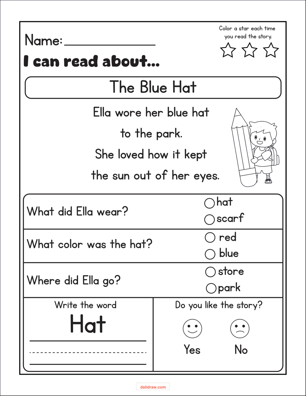 Reading comprehension page