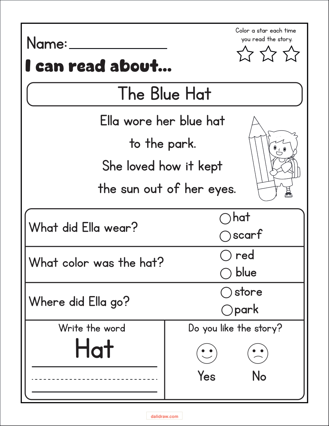Reading comprehension page