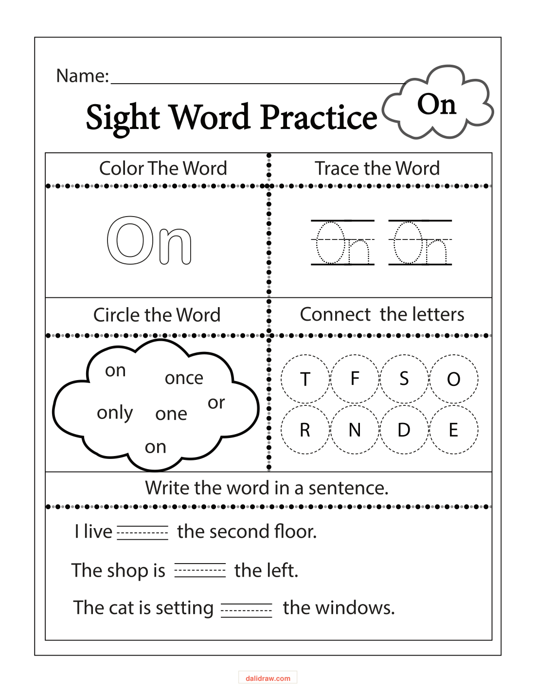 Sight word activity page
