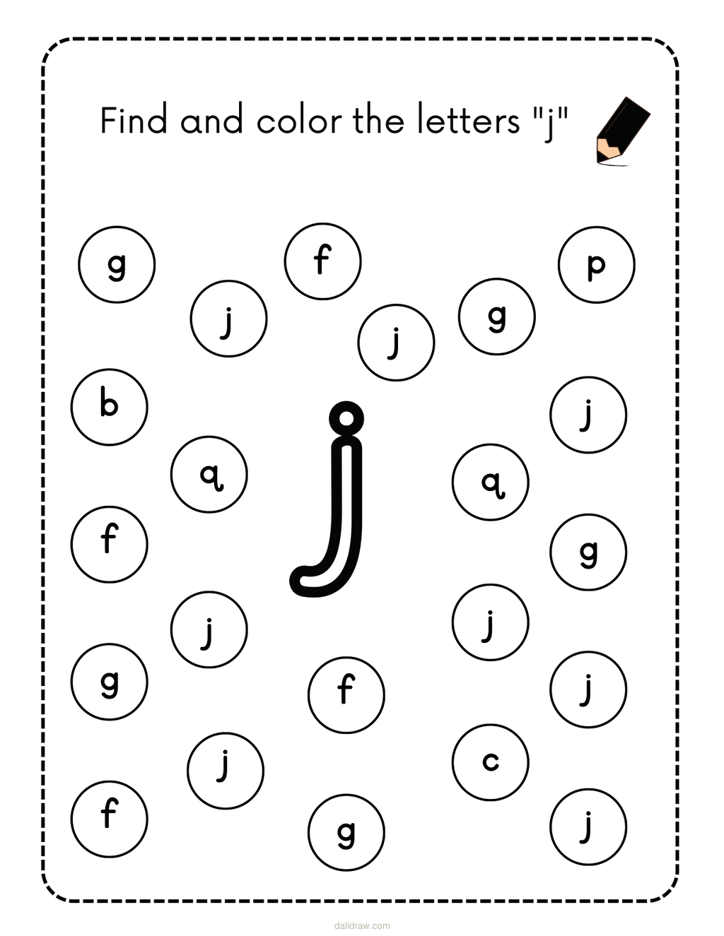 Find and color the letters activity sample page