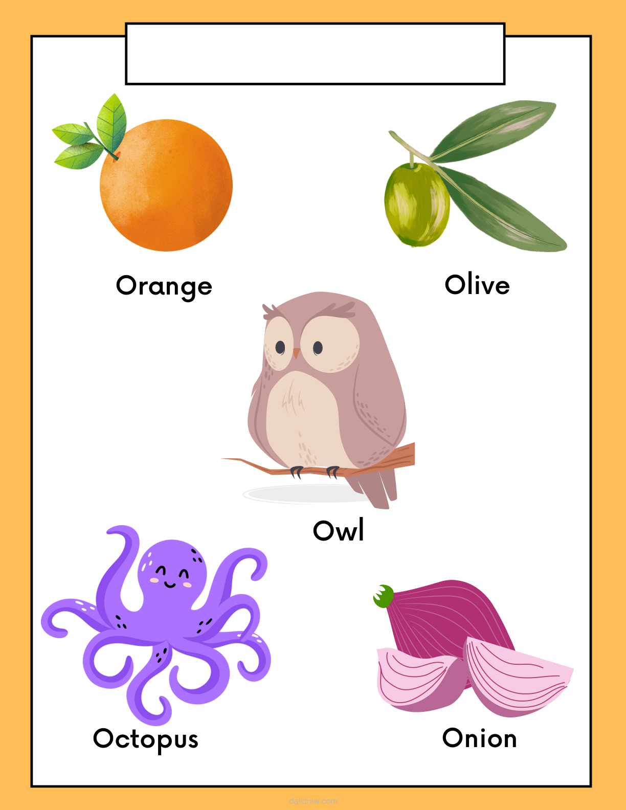 Cut and paste picture activity sample page