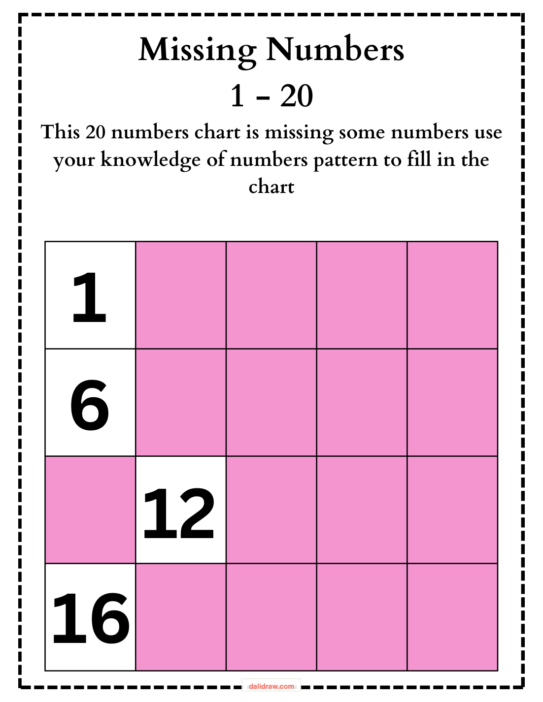 Missing numbers page