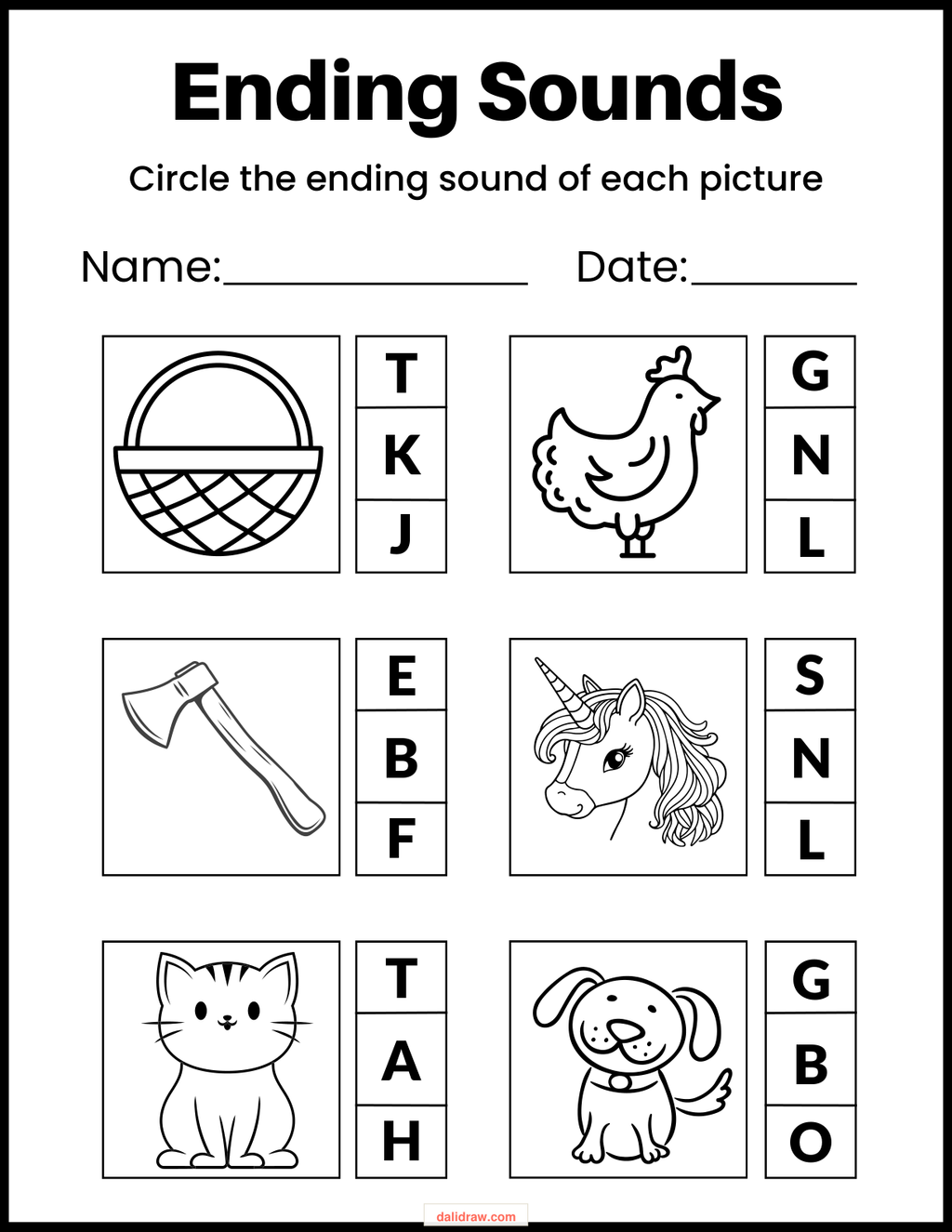 Phonics practice sample page