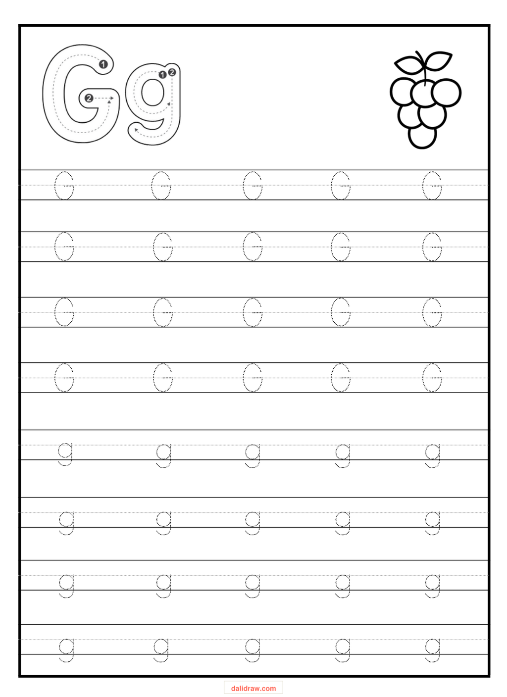 Letter tracing practice sample page