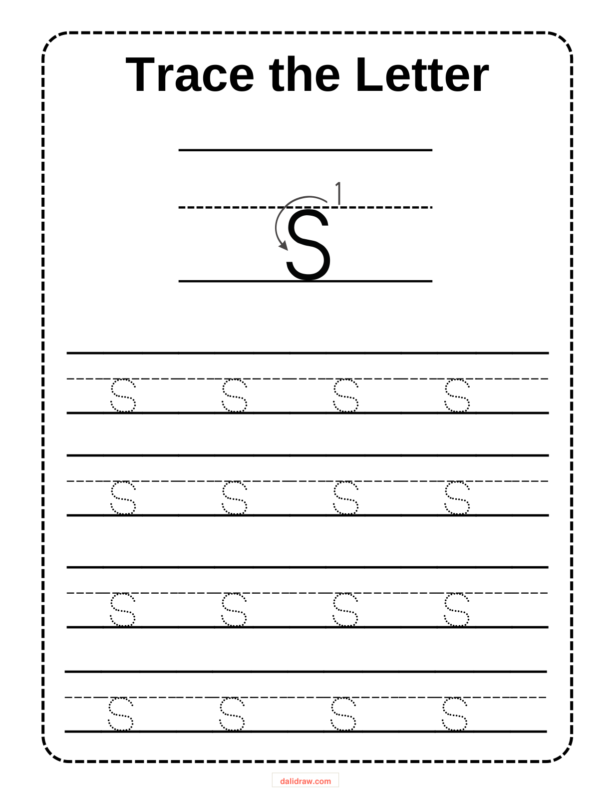 Trace the letter handwriting page