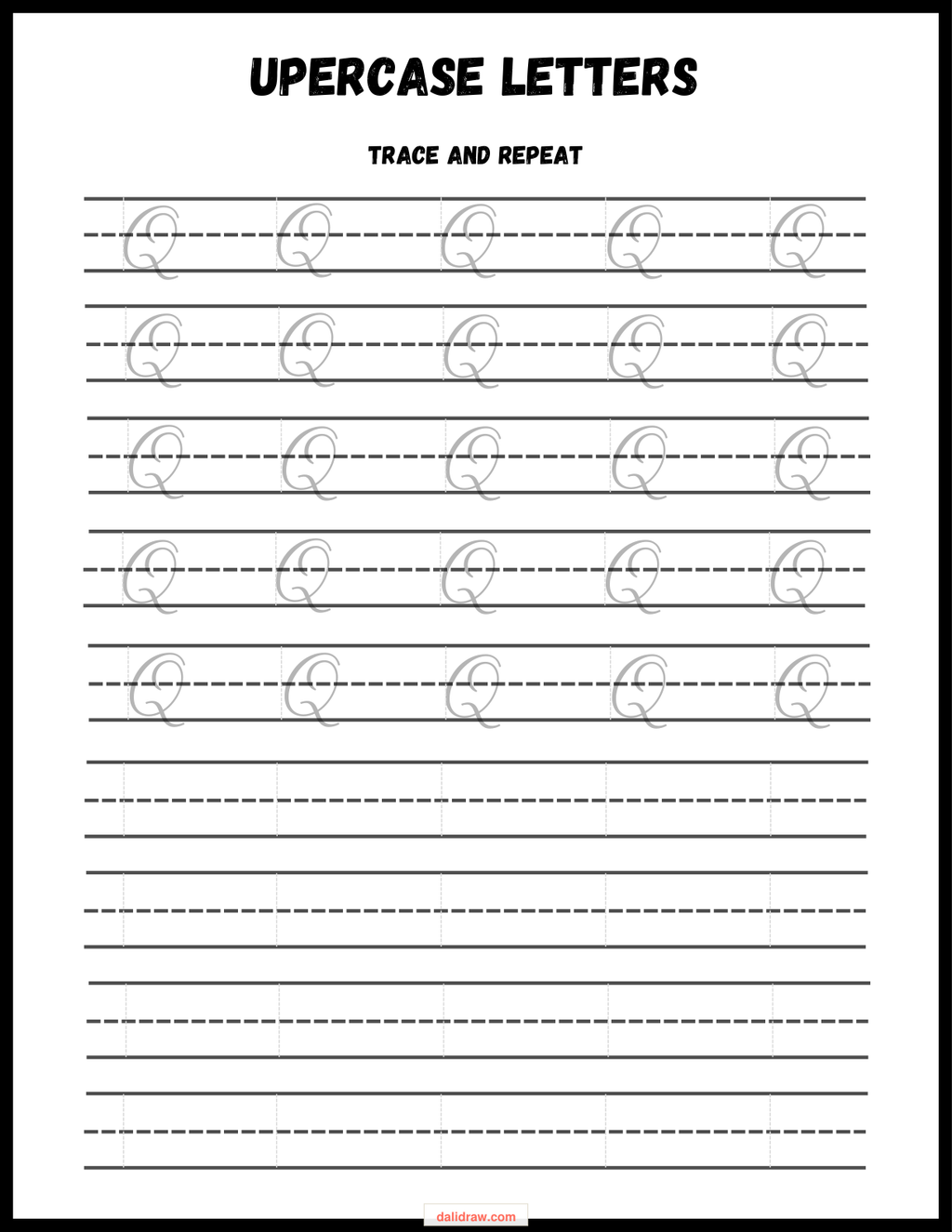 Letter tracing worksheet page